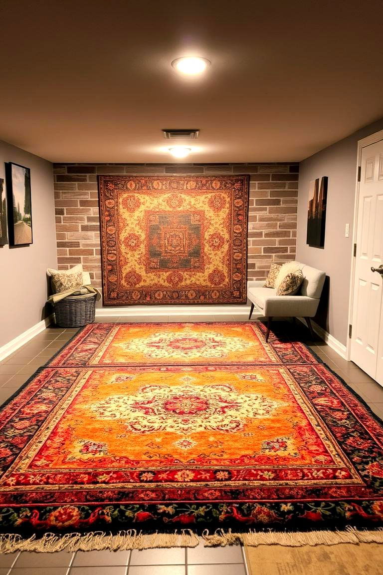 Area Rugs for Warmth - 24 Basement Floor Ideas