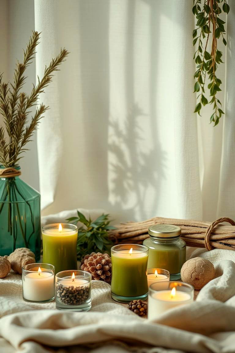 Aromatic Green Scents and Candles - 24 Green Boho Bedroom Ideas