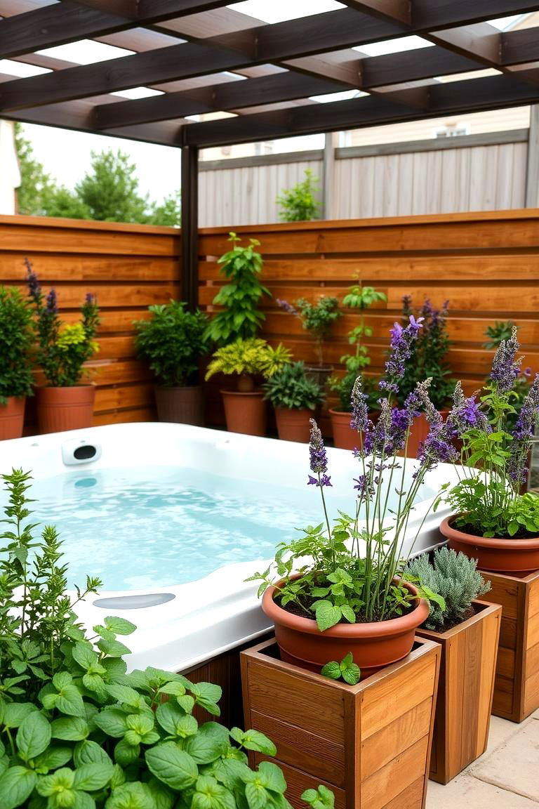 Aromatic Herb Garden - 24 Hot Tub Decor Ideas