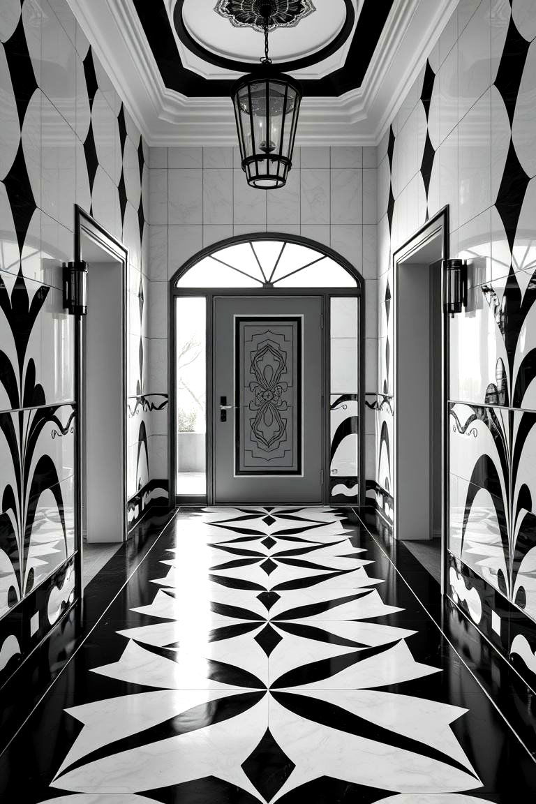 Art Deco Black and White Tiles - 24 Small Entryway Tile Floor Ideas