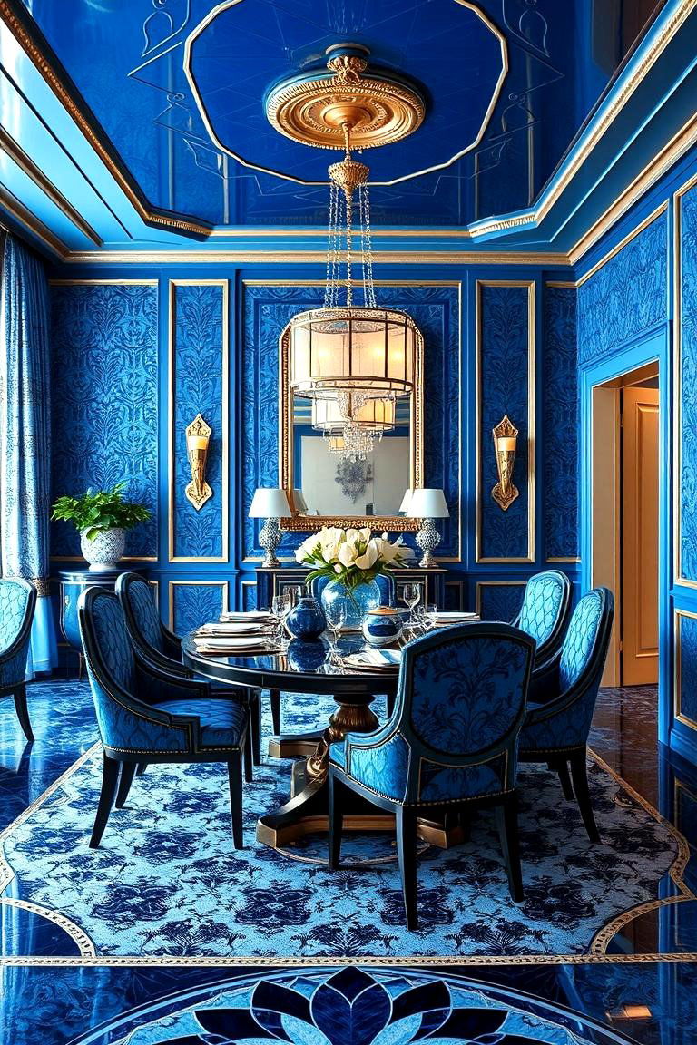 Art Deco Blue Flair - 24 Blue Dining Room Ideas