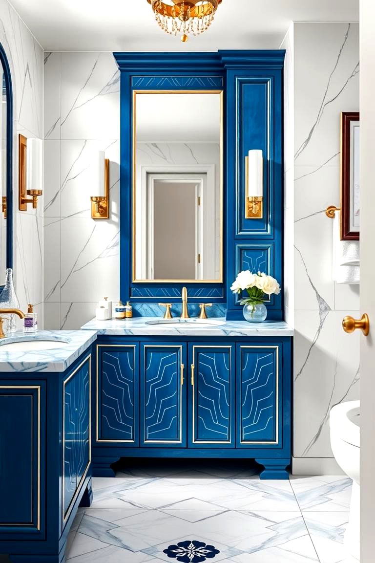 Art Deco Blue Vanity - 24 Blue Bathroom Vanity Ideas