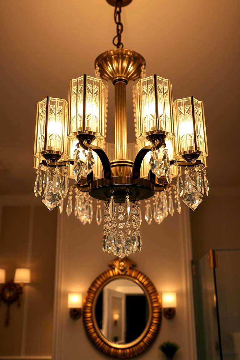 Art Deco Chandelier - 24 Bathroom Chandelier Ideas