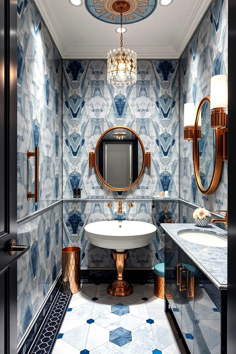 Art Deco Elements - 24 Blue and Gray Bathroom Ideas