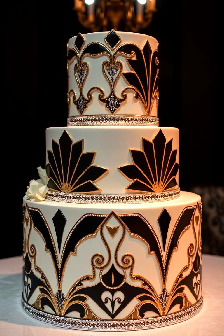 Art Deco Glam Wedding Cake - 24 Wedding Cake Ideas