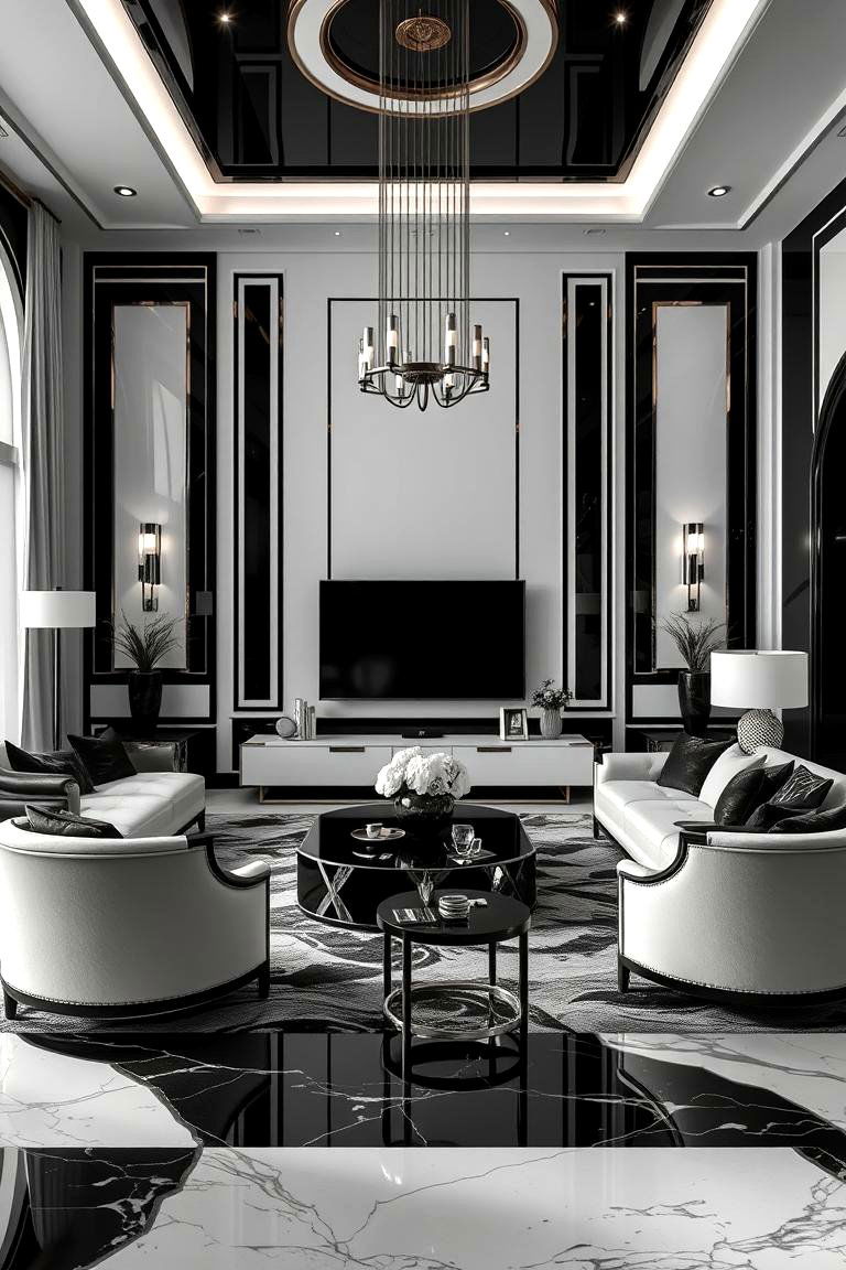 Art Deco Inspiration - 24 Black and White Living Room Ideas