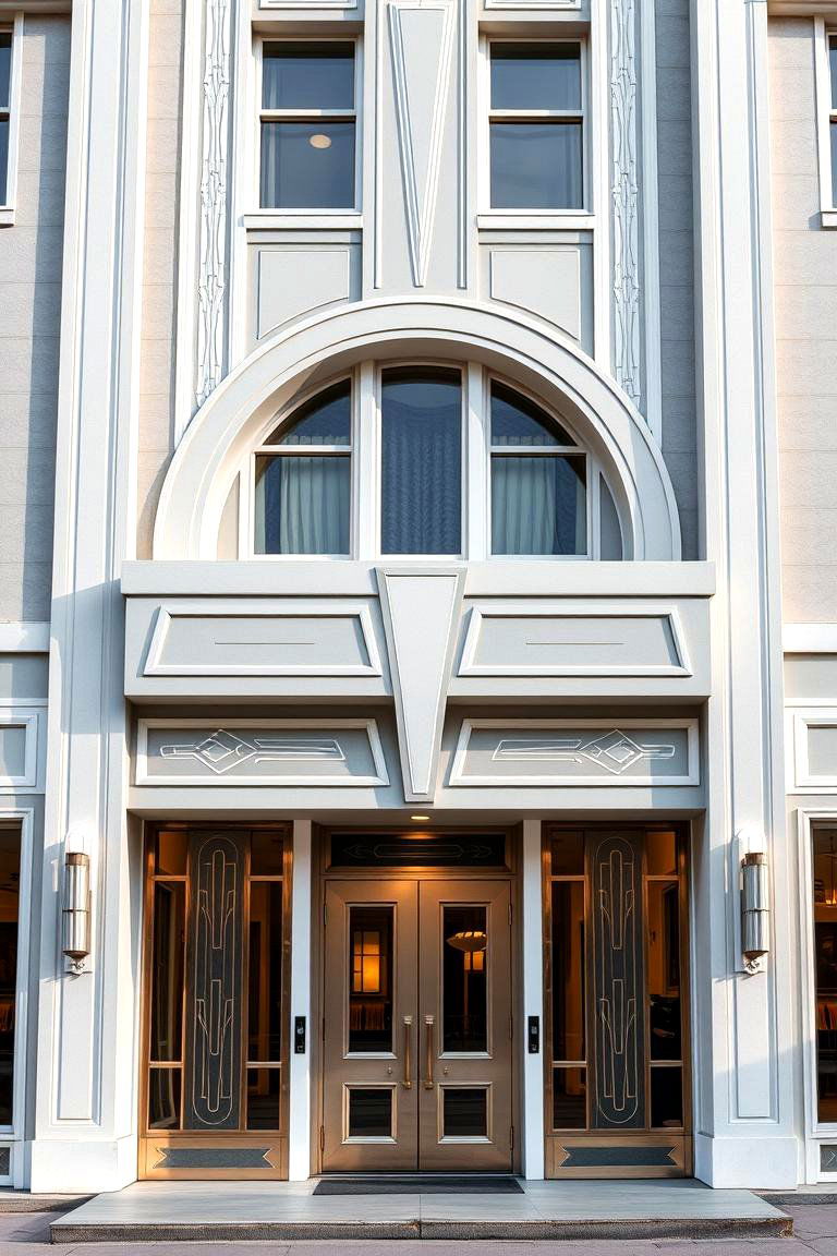 Art Deco Inspired Accents - 24 Light Grey House With White Trim Design Ideas