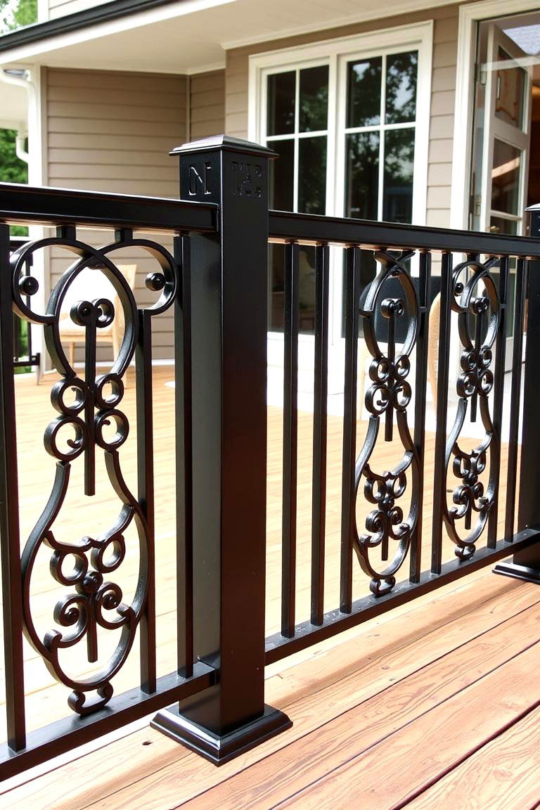 Art Deco Inspired Black Railing with Vintage Charm - 24 black deck railing ideas