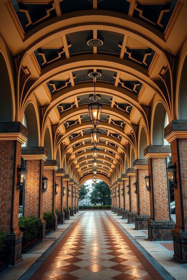 Art Deco Inspired Covered Walkway - 24 Covered Walkway Ideas