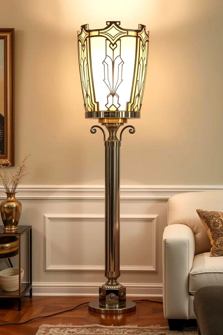 Art Deco Inspired Floor Lamp - 24 Living Room Floor Lamp Ideas and Inspiration