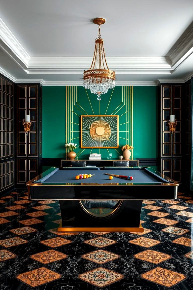 Art Deco Inspired Pool Table Room - 24 Pool Table Room Ideas