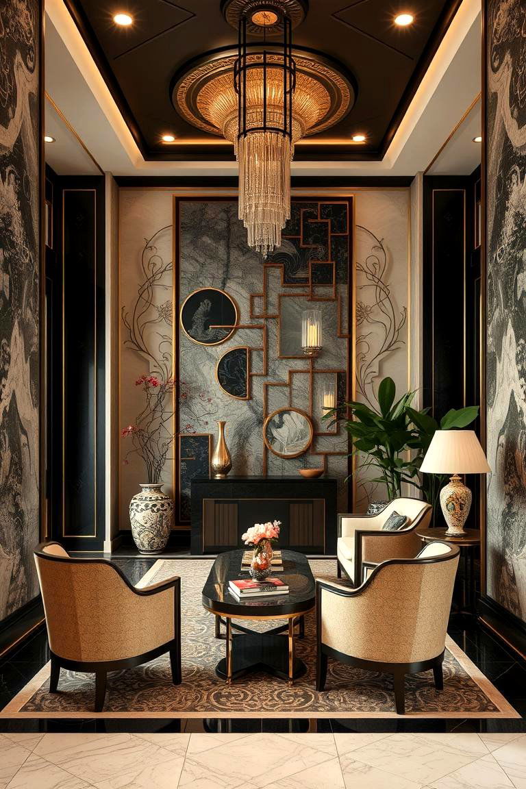 Art Deco Meets Chinoiserie - 24 Chinoiserie Living Room Ideas