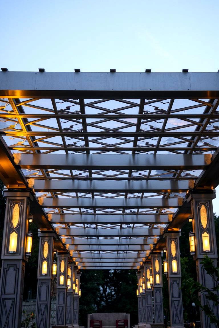 Art Deco Pergola Shade with Geometric Patterns - 24 Pergola Shade Ideas