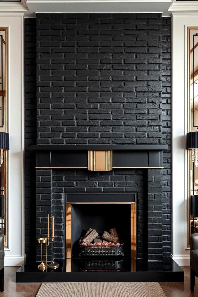 Art Deco Revival - 24 Black Brick Fireplace Ideas