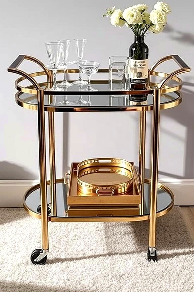 Art Deco inspired Bar Cart - 24 Art Deco Dining Room Ideas