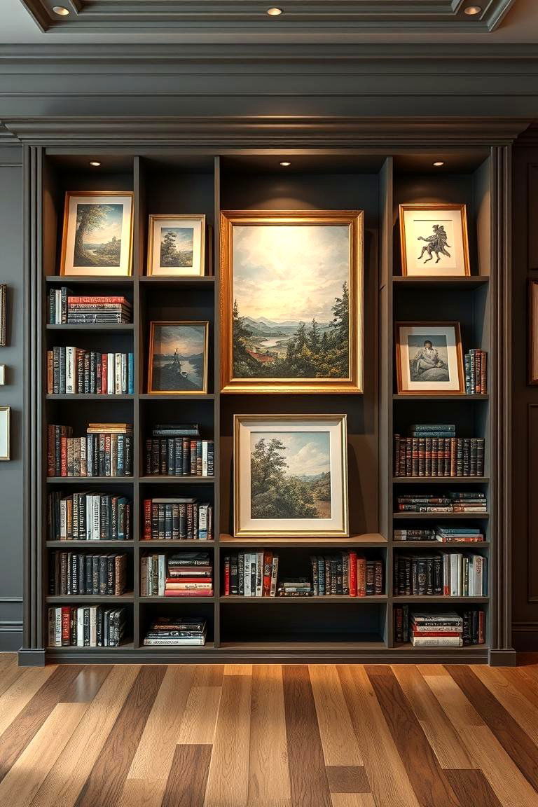 Art Gallery Bookshelf Combo - 24 Bookshelf Organization Ideas