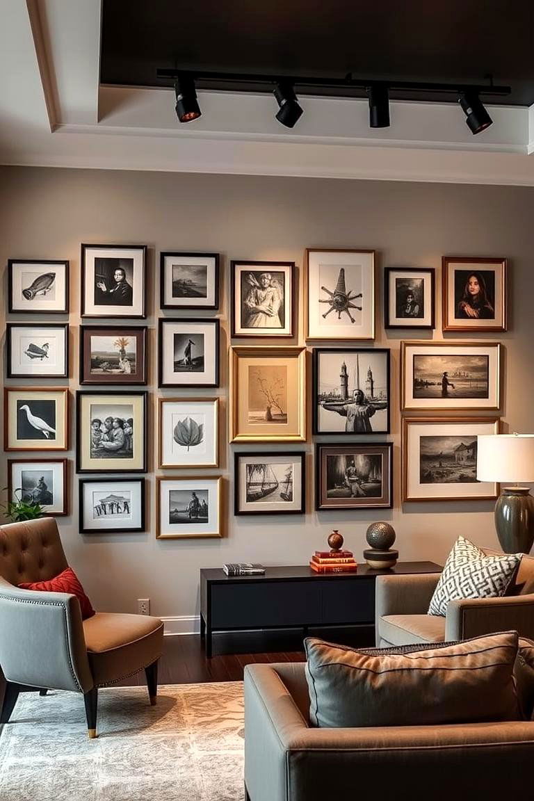 Art Gallery Wall to Express Personality - 24 Luxury Living Room Ideas