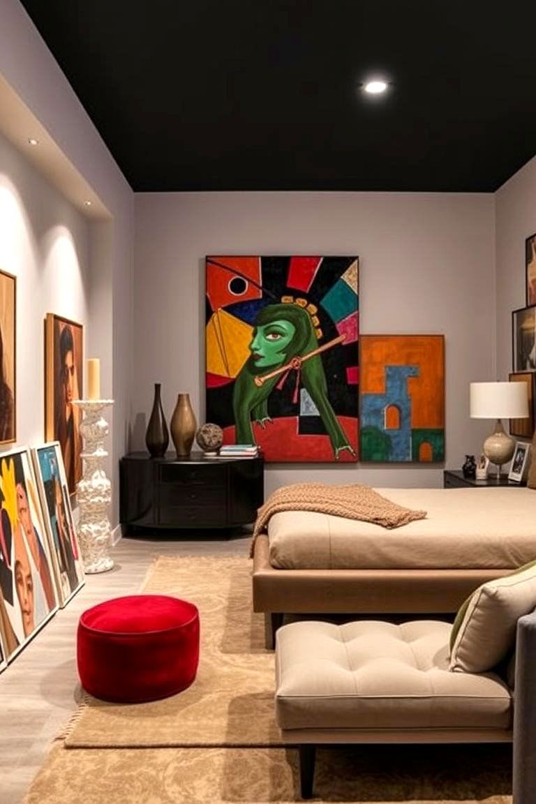 Art Inspired Basement Bedroom - 24 Basement Bedroom Ideas