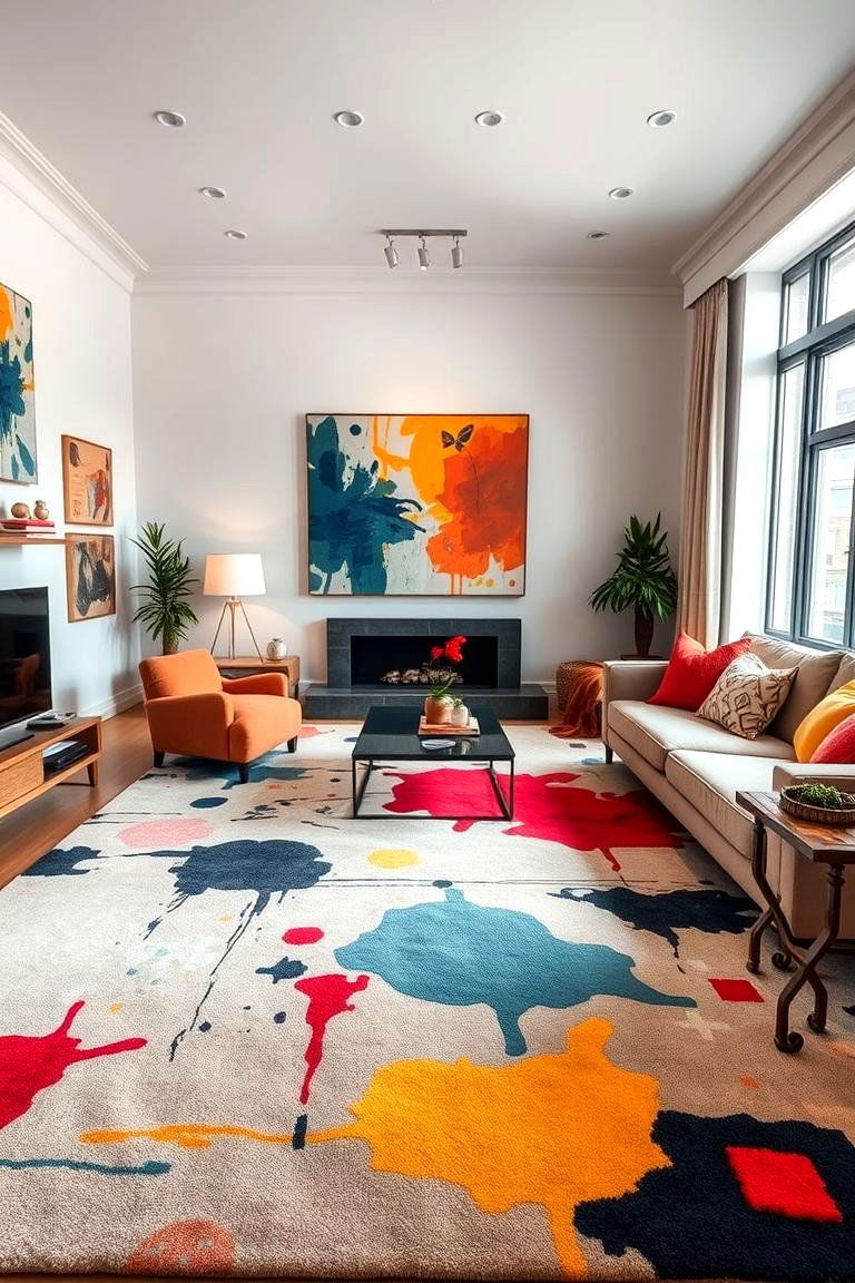 Art Inspired Carpet - 24 Living Room Carpet Ideas