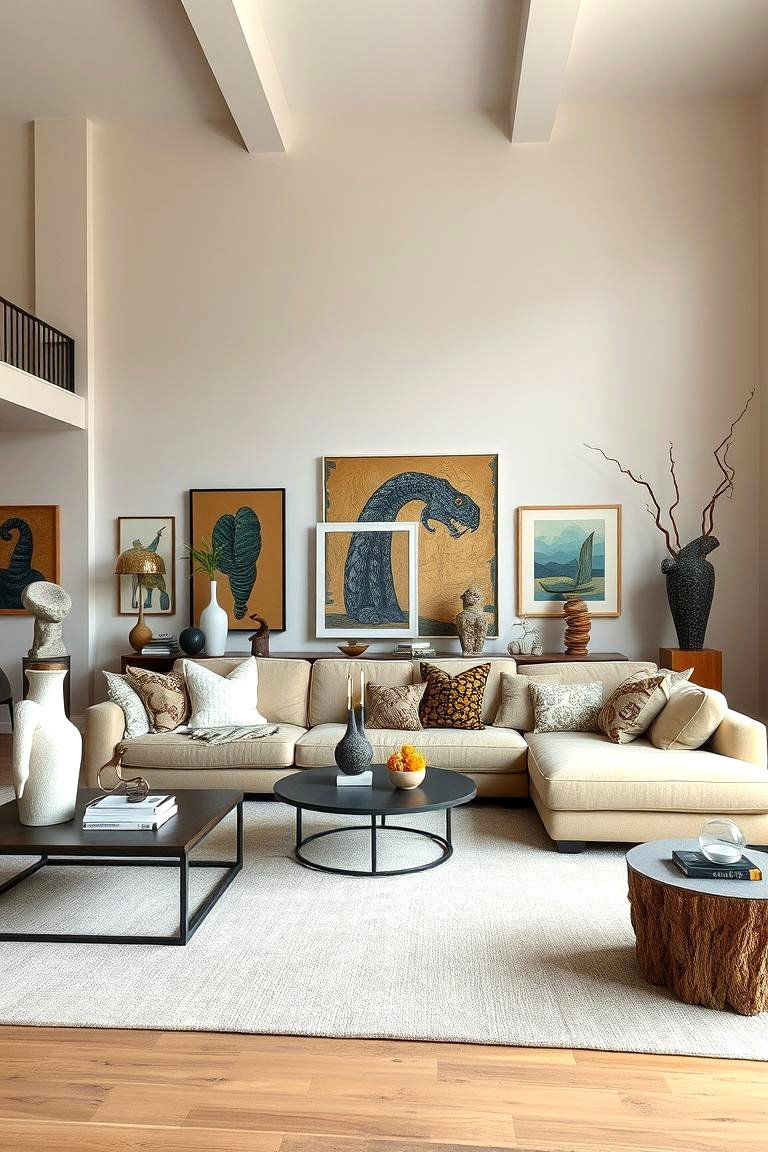Art Inspired Living Space - 24 Beige Couch Living Room Ideas