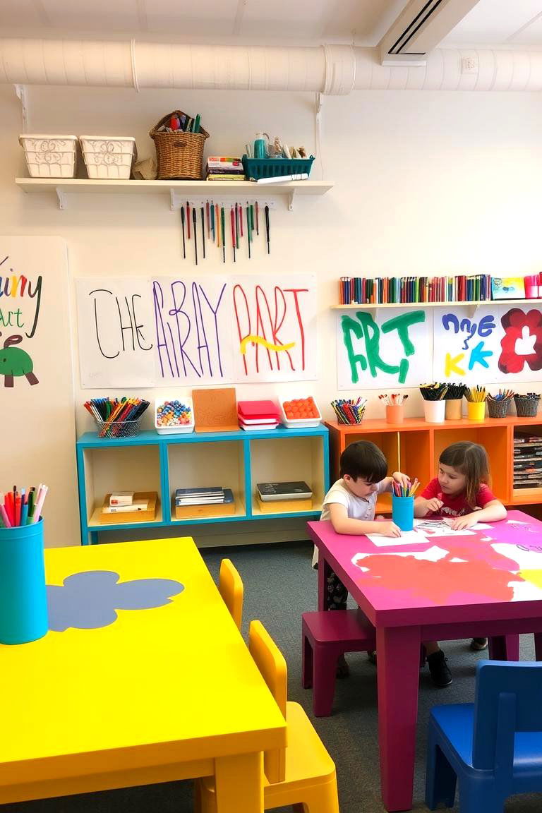 Art and Craft Station - 24 Basement Playroom Ideas