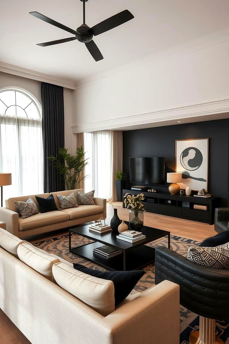 Artful Arrangement - 24 Black and Beige Living Room Ideas