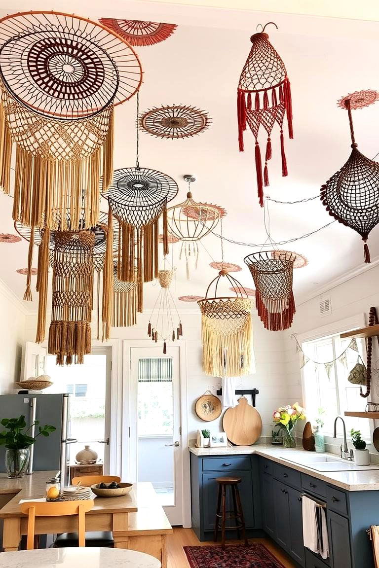 Artful Ceiling Installations - 24 Boho Kitchen Ideas
