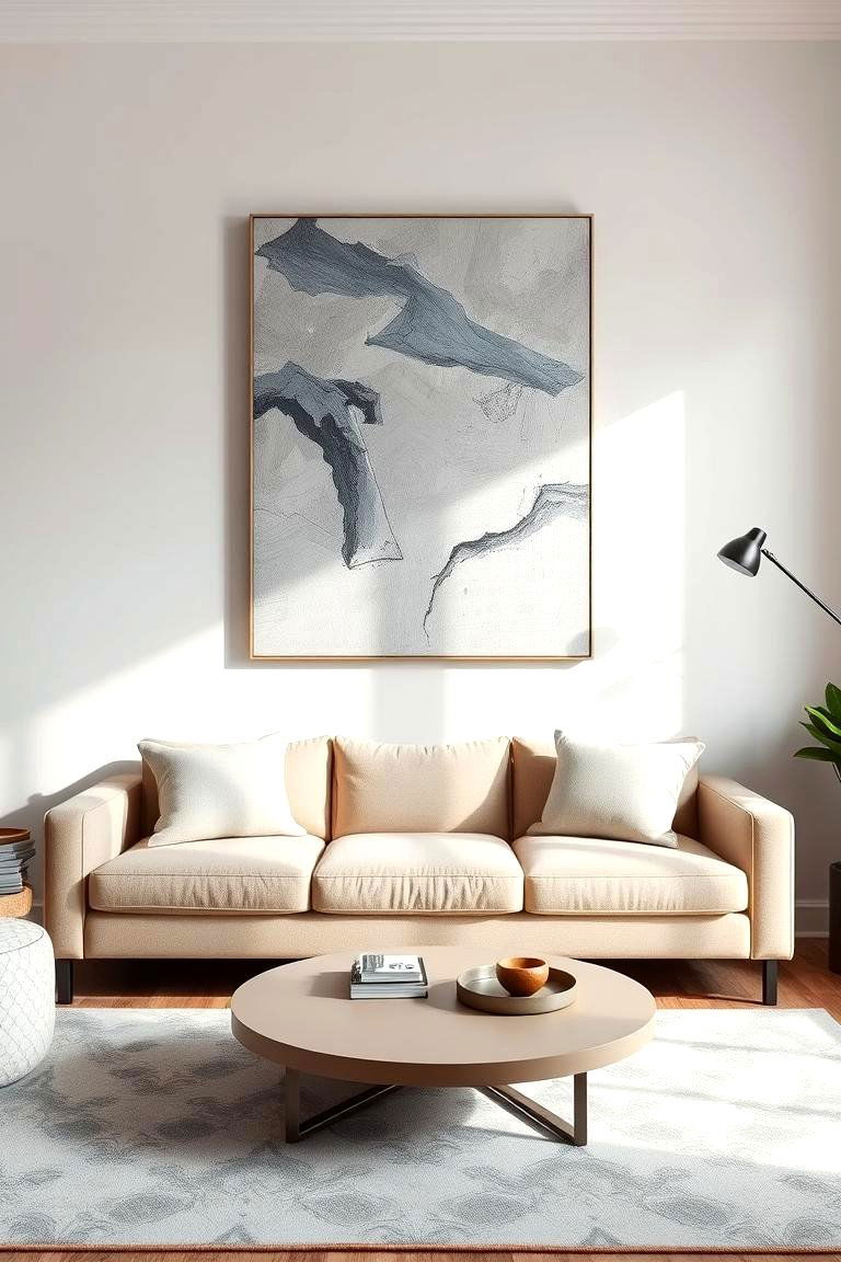 Artful Expression Grey and Beige Artwork - 24 Grey and Beige Living Room Ideas