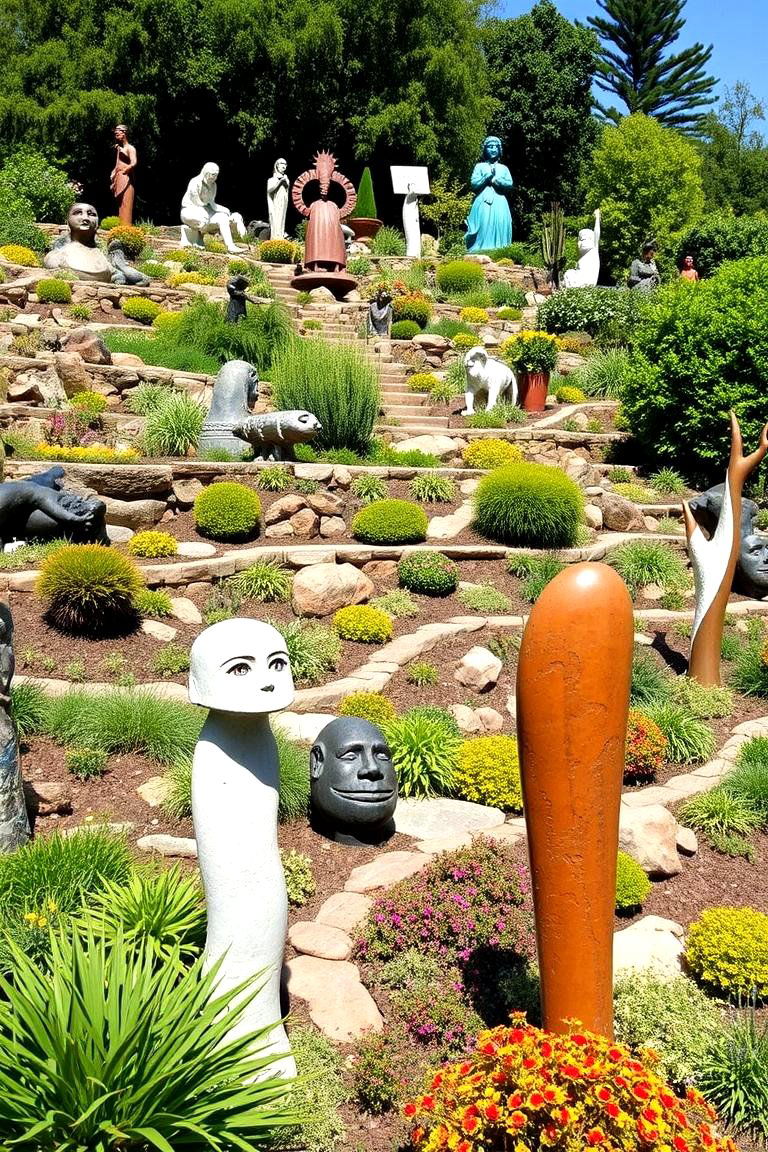 Artful Garden Sculptures - 24 Hillside Terraced Garden Ideas