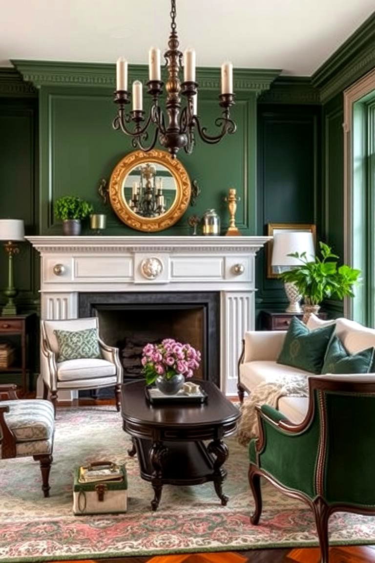 Artful Integration of Dark Green with Victorian Decor - 24 Victorian Dark Green Living Room Ideas