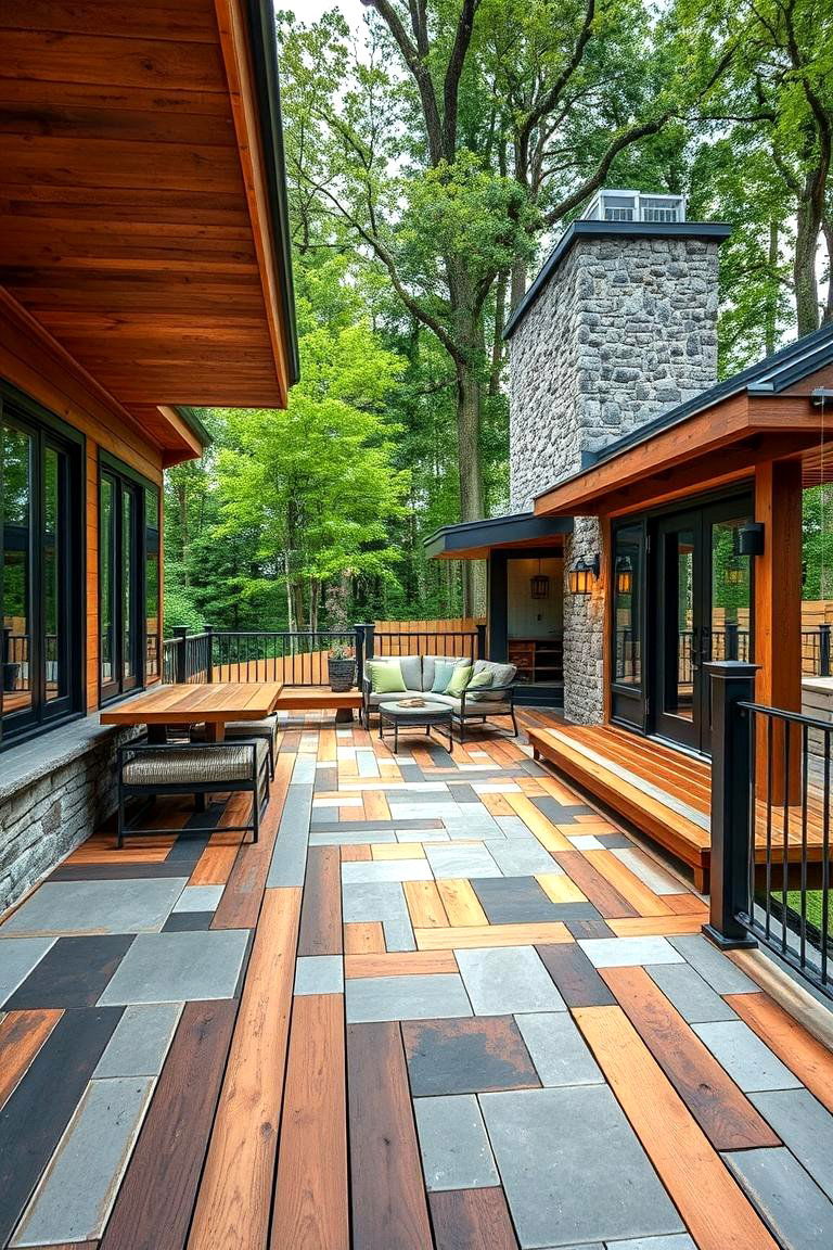 Artful Mixed Materials Deck - 24 Patio Deck Ideas