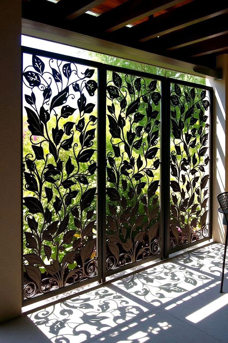 Artful Seclusion with Decorative Metal Panels - 24 Privacy Patio Ideas