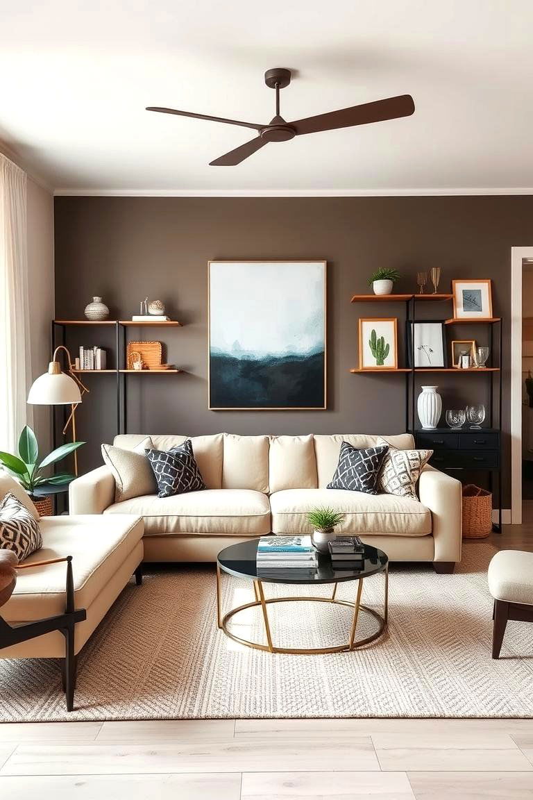 Artful Wall Decor and Statement Pieces - 24 Beige Couch Living Room Ideas