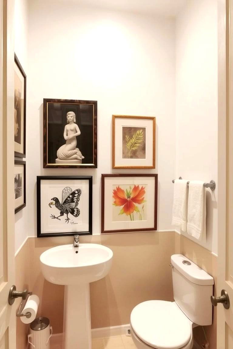 Artful Wall Decor - 24 Beige and White Bathroom Ideas