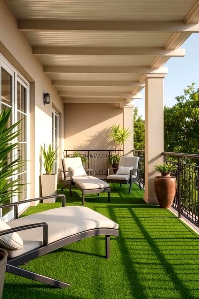 Artificial Grass Tiles - 24 Balcony Tiles Ideas