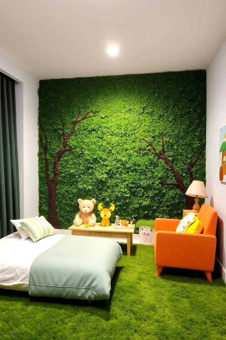 Artificial Grass Wall for Kids Rooms - 24 Artificial Grass Wall Design Ideas