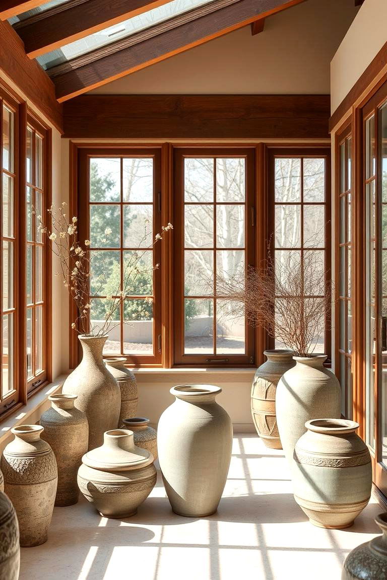 Artisan Ceramic Accents - 24 Rustic Sunroom Ideas