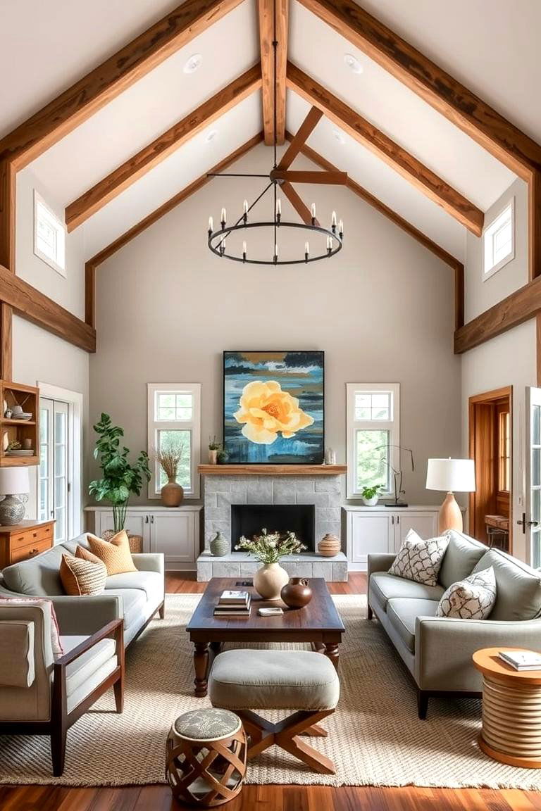 Artisan Craftsmanship with Custom Elements - 24 Open Concept Vaulted Ceiling Living Room Ideas