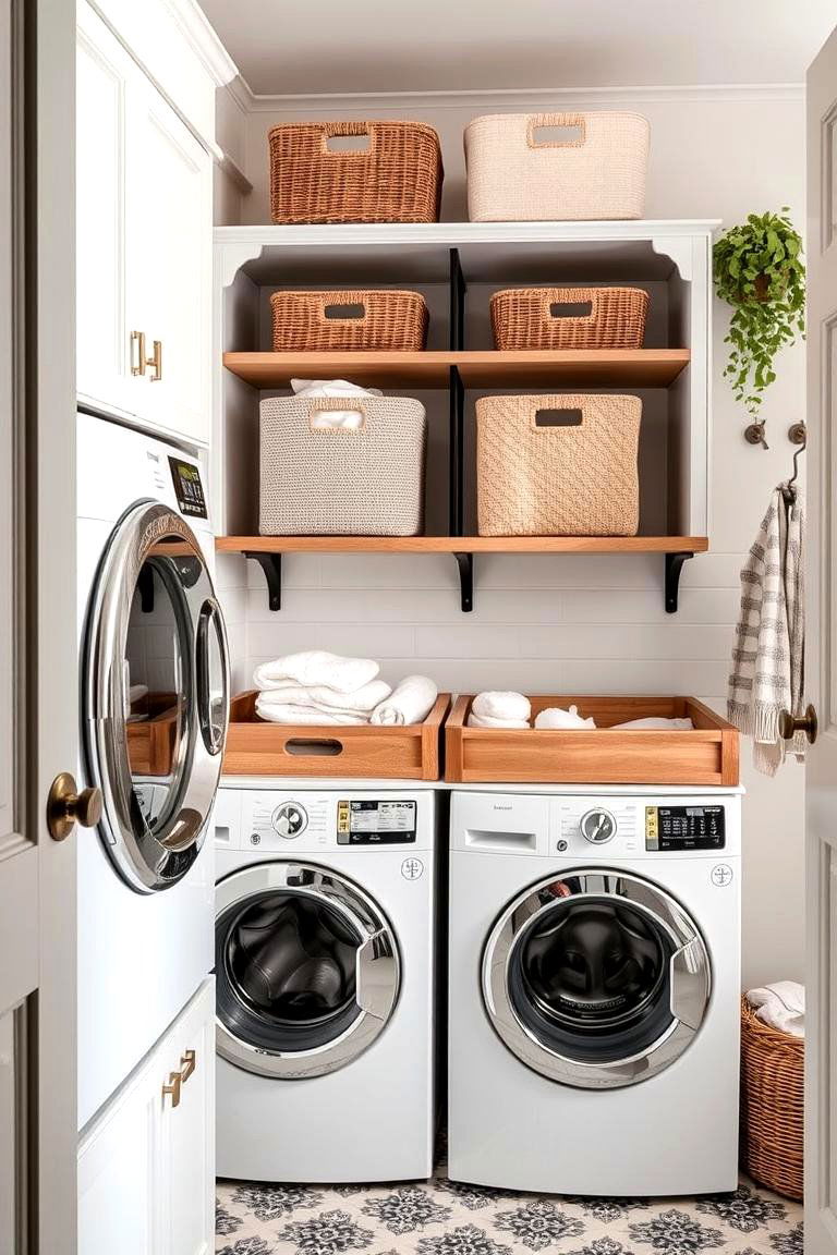 Artisan Inspired Laundry Sorting - 24 Boho Laundry Room Ideas
