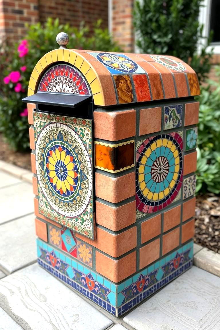 Artisan Mosaic Brick Mailbox - 24 Brick Mailbox Ideas