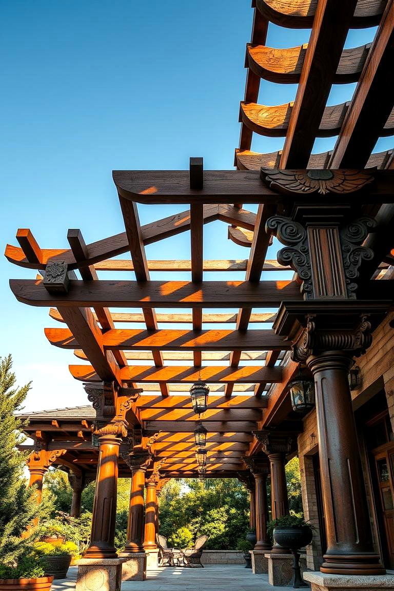 Artisan Pergola Shade with Handcrafted Details - 24 Pergola Shade Ideas