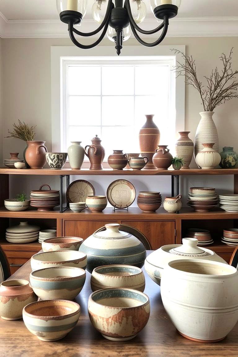 Artisan Pottery Displays - 24 Boho Dining Room Ideas
