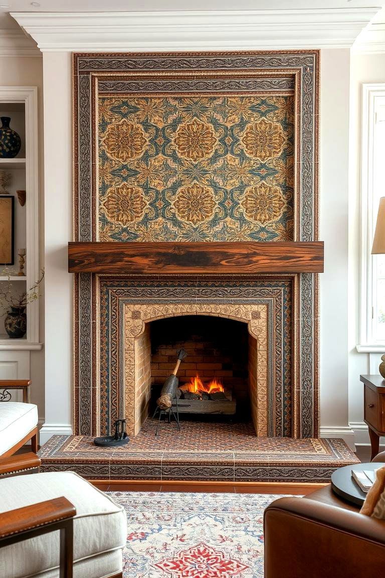 Artisan Tile Accented Fireplace - 24 Small Living Room Fireplace Ideas