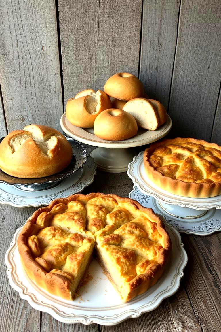 Artisanal Bread and Pie Display - 24 Friendsgiving Decor Ideas