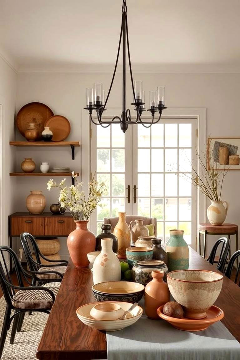 Artisanal Ceramic Accents - 24 Boho Dining Room Ideas