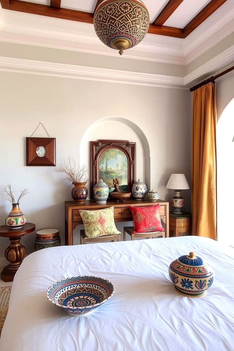 Artisanal Hand painted Ceramics - 24 Moroccan Themed Bedroom Ideas