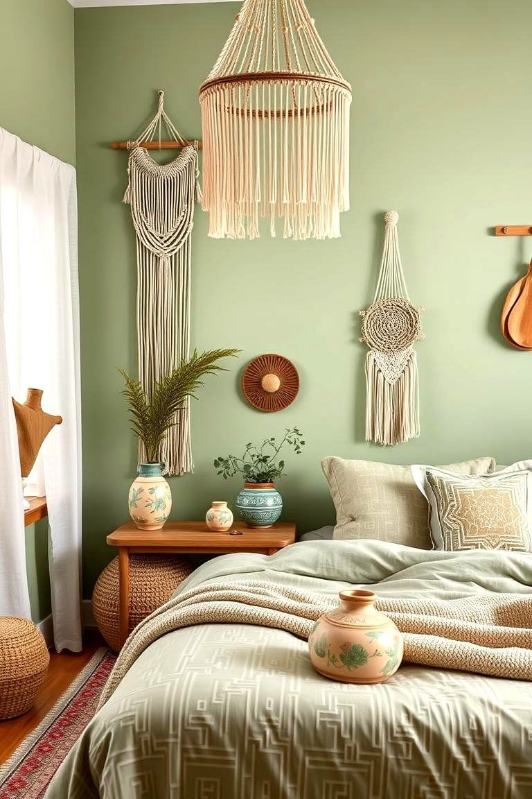 Artisanal Handmade Touches - 24 Boho Sage Green Bedroom Ideas