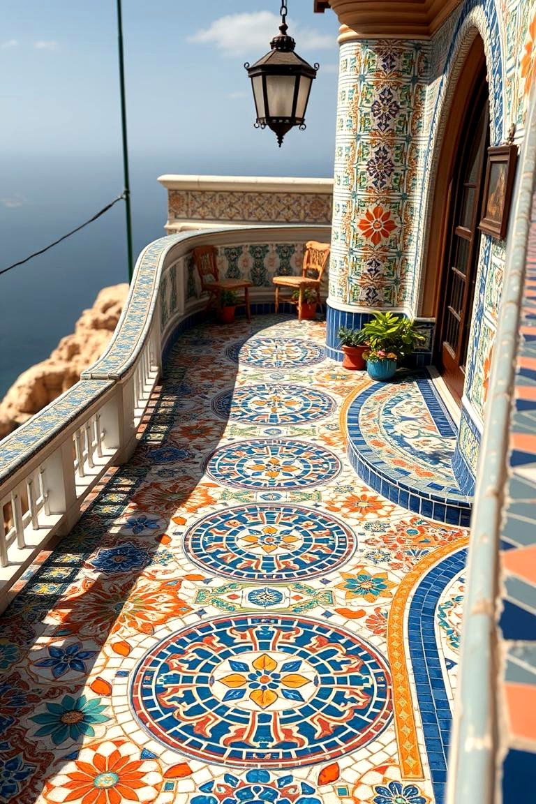 Artisanal Mosaic Detail Deck - 24 Ground Level Deck Ideas