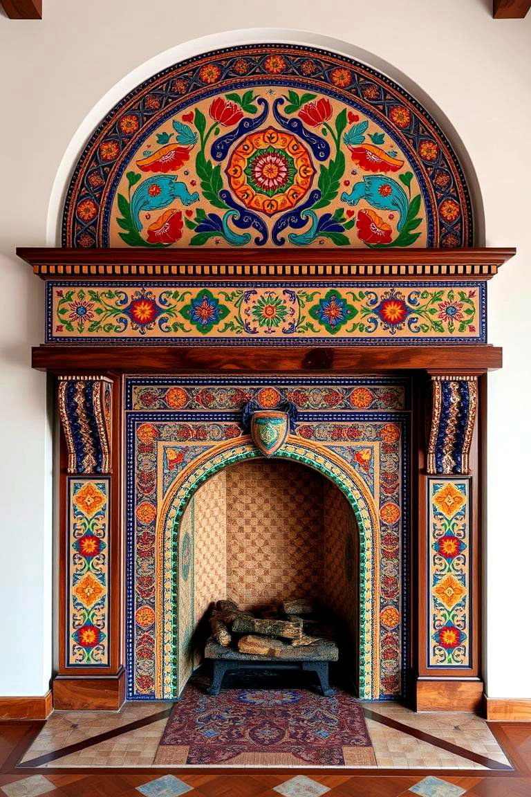 Artisanal Mosaic Fireplace Accent - 24 Corner Fireplace Ideas
