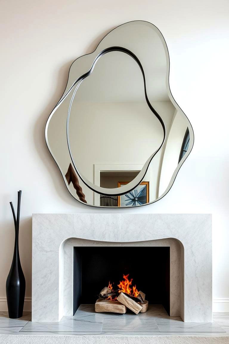 Artistic Abstract Mirror - 24 Mirror Over Fireplace Ideas